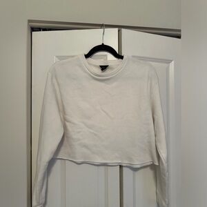 Topshop cropped white crewneck sweatshirt